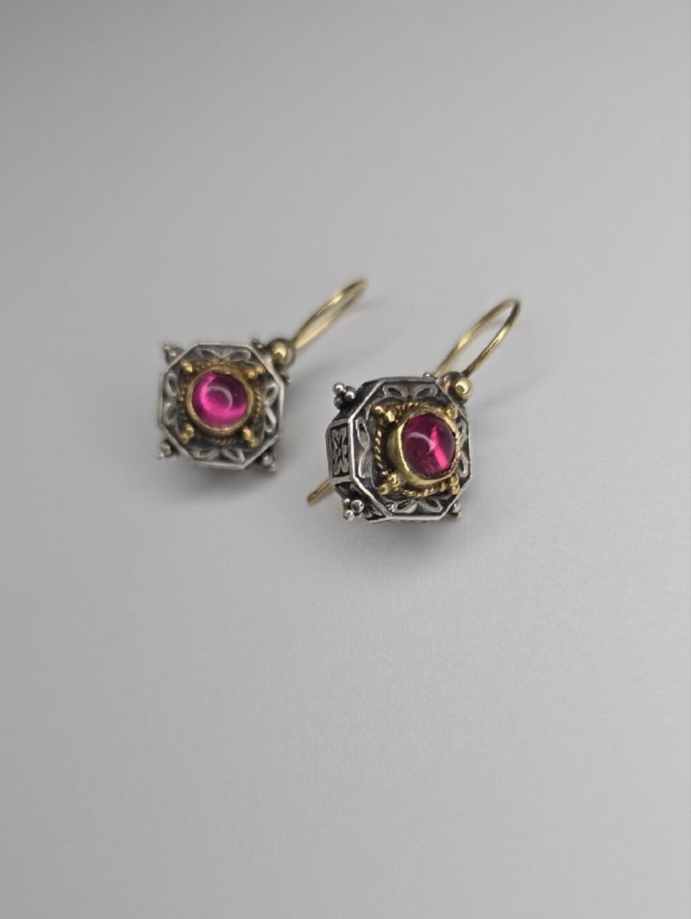 Konstantino 18K Gold & Sterling Silver Earrings with Pink Tourmaline - Picture 6 of 6